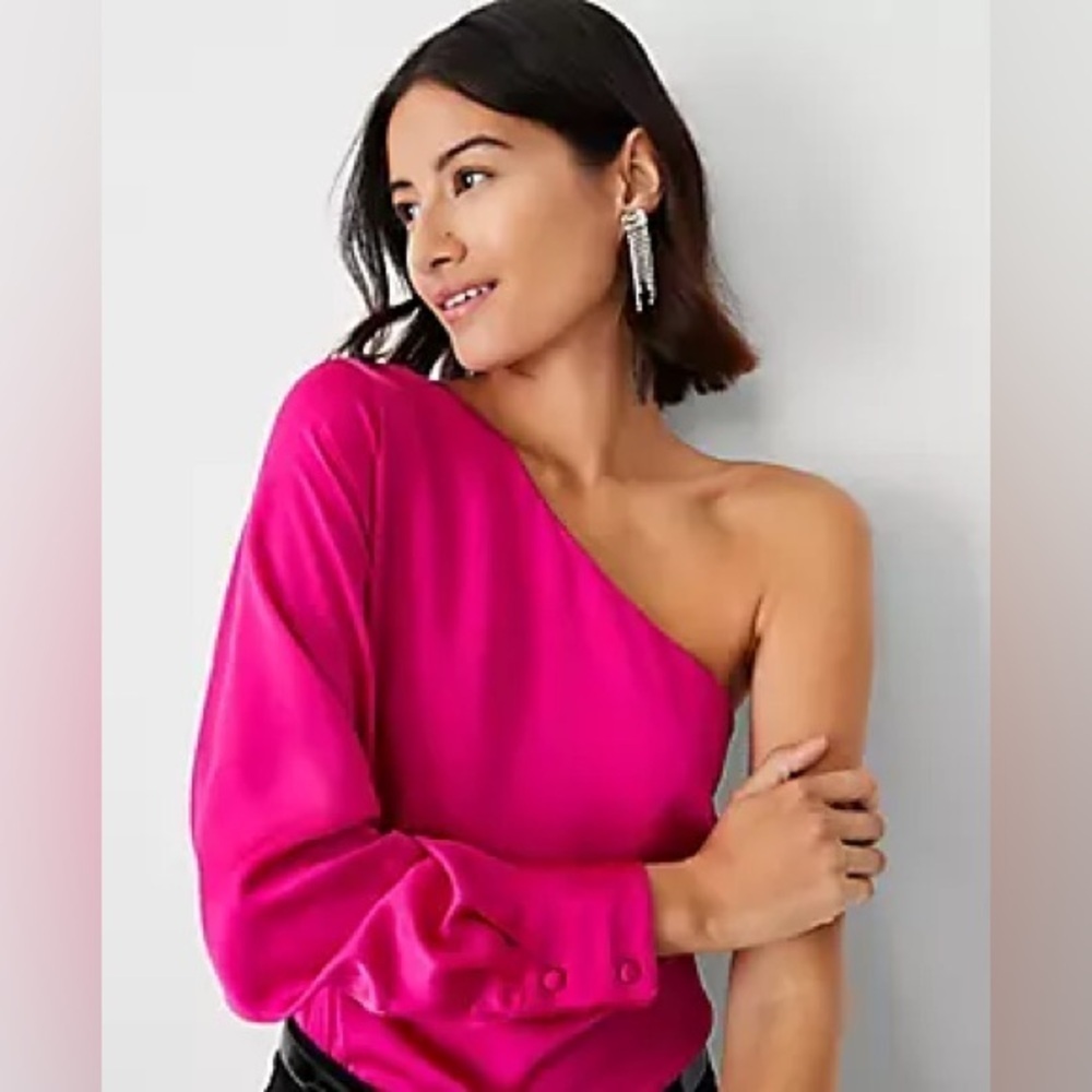 Ann Taylor Pink One Shoulder Top NWT